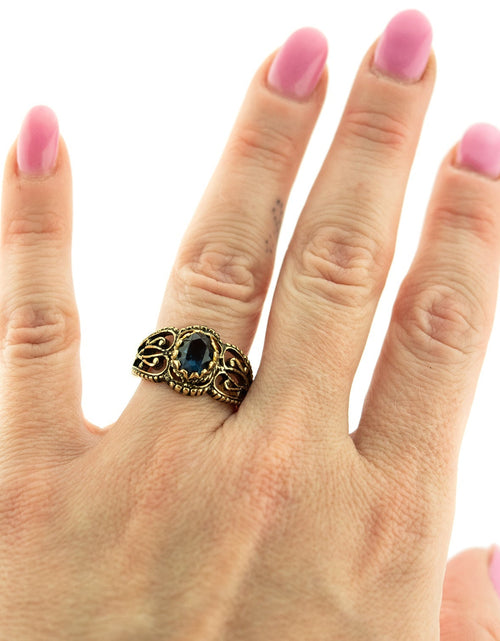 Load image into Gallery viewer, Vintage Jewelry Genuine Jade Ring Antiqued 18kt Yellow Gold Electroplated Made in the USA by PVD Vintage Jewelry
