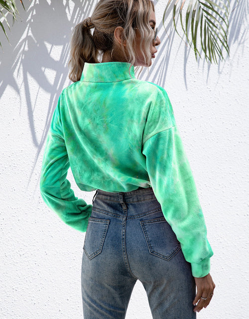 Load image into Gallery viewer, Ivy Lane Tie-Dye Quarter Zip Dropped Shoulder Sweatshirt
