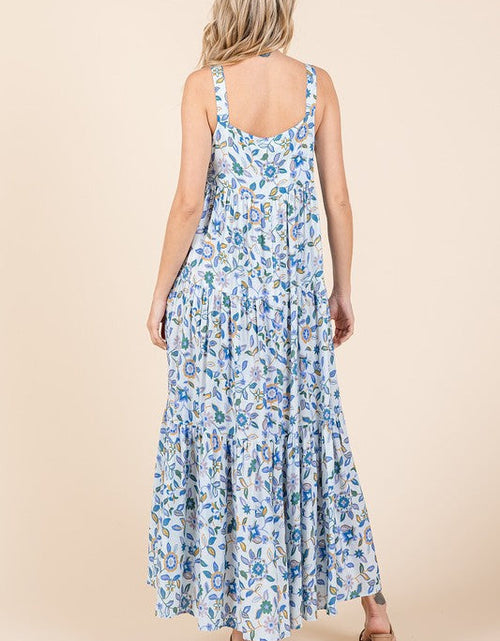 Load image into Gallery viewer, Mittoshop Flower Print Tiered Sleeveless Empire Maxi Dress

