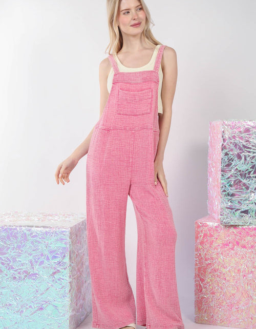 Load image into Gallery viewer, VERY J Texture Washed Wide Leg Overalls
