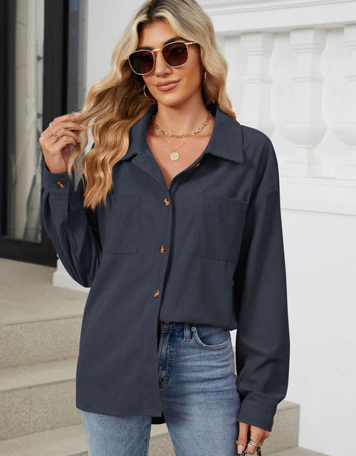 Load image into Gallery viewer, Button Up Dropped Shoulder Long Sleeve Outerwear
