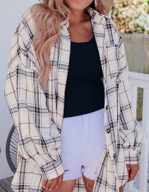 Load image into Gallery viewer, Plaid Button Up Long Sleeve Shacket
