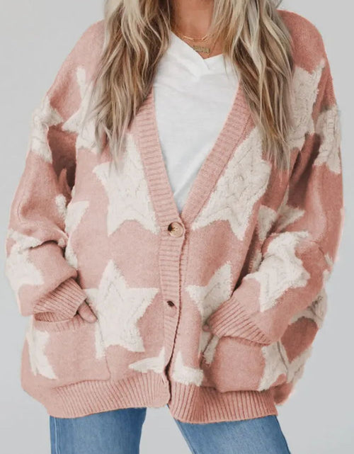 Load image into Gallery viewer, Star Button Up Long Sleeve Cardigan
