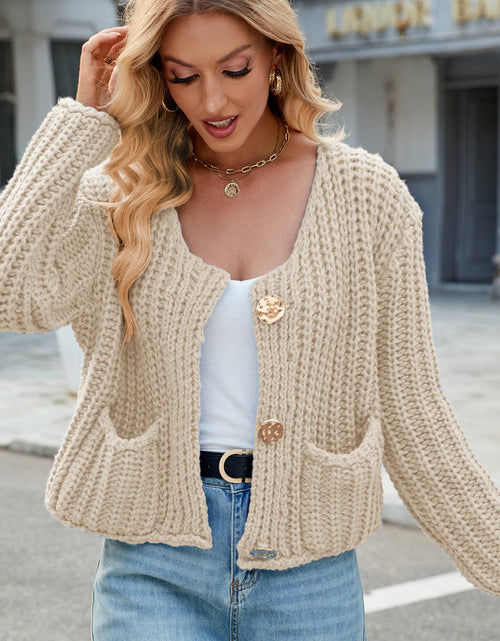 Load image into Gallery viewer, Round Neck Button Up Cardigan with Pockets
