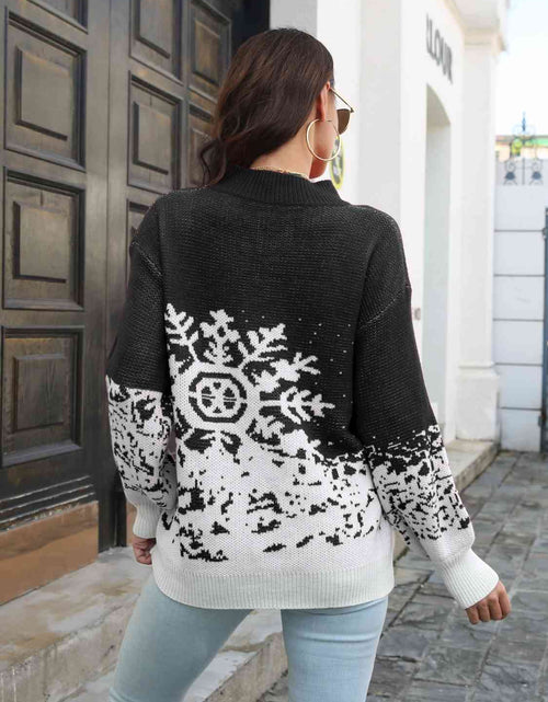 Load image into Gallery viewer, Snowflake Pattern Mock Neck Sweater
