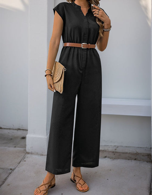 Load image into Gallery viewer, Perfee Notched Wide Leg Jumpsuit
