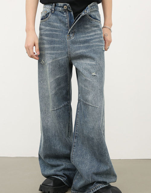 Load image into Gallery viewer, Men's Distressed Wide Leg Jeans
