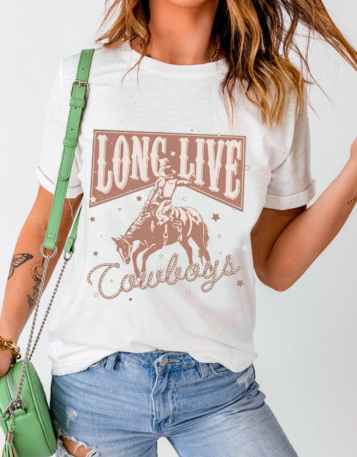 Load image into Gallery viewer, Cowboy Graphic Round Neck Short Sleeve T-Shirt
