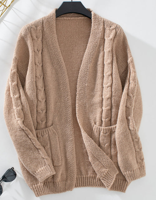 Load image into Gallery viewer, Cable-Knit Open Front Long Sleeve Cardigan
