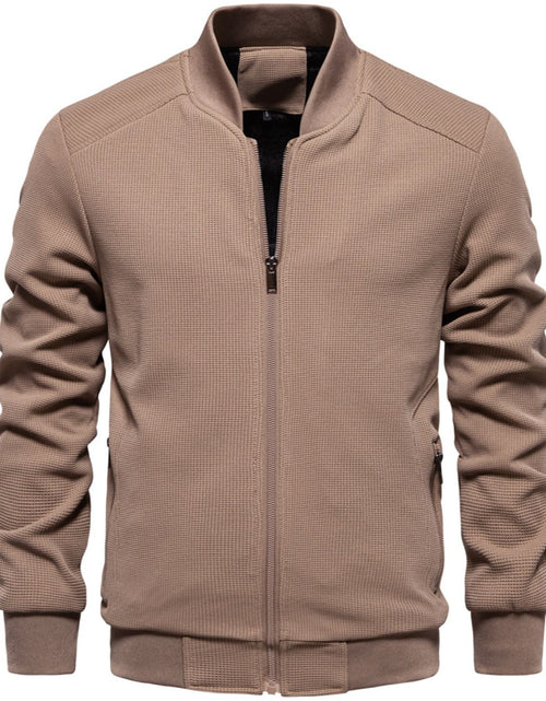 Load image into Gallery viewer, Men's Waffle Knit Baseball Collar Zip Up Jacket
