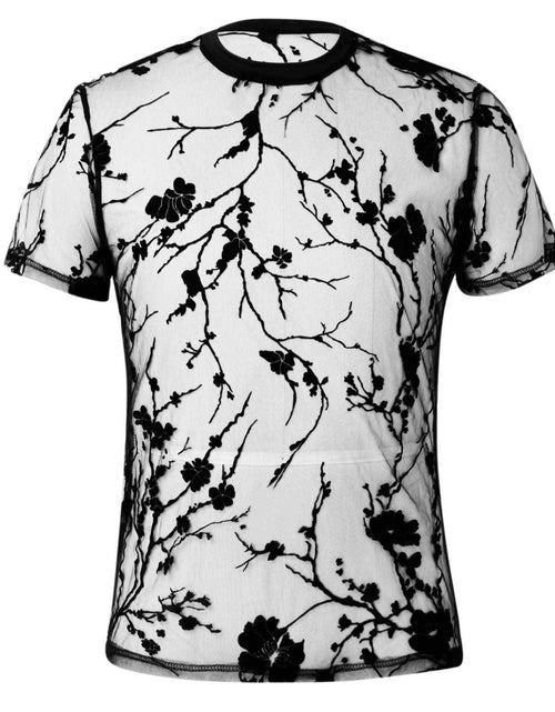 Load image into Gallery viewer, Men's Full Size Round Neck Short Sleeve Sheer Top Plus Size
