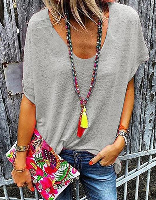 Load image into Gallery viewer, Full Size Scoop Neck Short Sleeve T-Shirt
