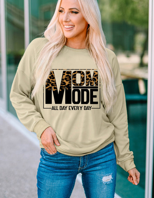 Load image into Gallery viewer, Letter Graphic Leopard Dropped Shoulder Sweatshirt
