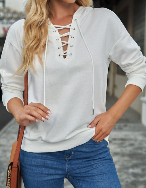 Load image into Gallery viewer, Lace Up Long Sleeve Hoodie
