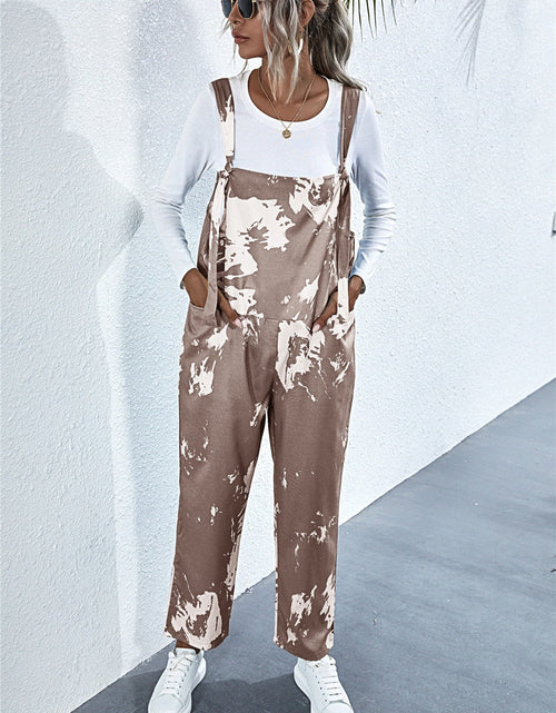 Load image into Gallery viewer, Pocketed Tie-Dye Wide Strap Overalls
