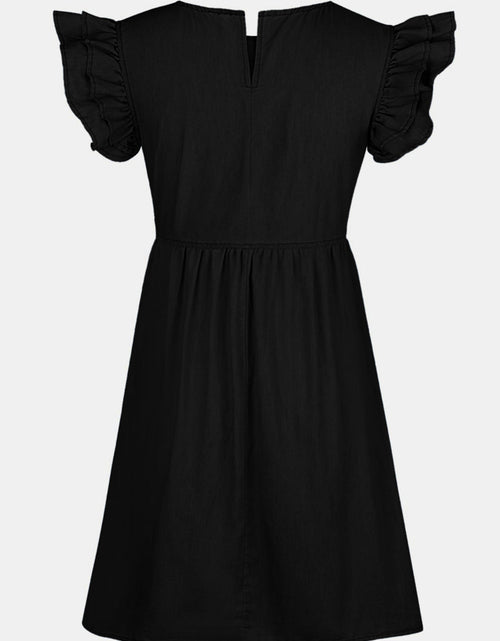 Load image into Gallery viewer, Full Size Ruffled Round Neck Cap Sleeve Denim Dress
