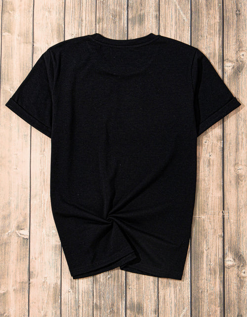 Load image into Gallery viewer, Rhinestone Heart Round Neck Short Sleeve T-Shirt
