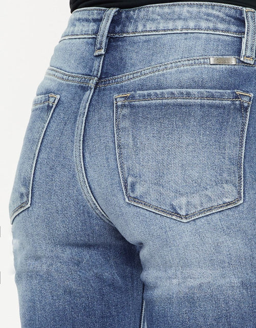 Load image into Gallery viewer, Kancan High Waist Distressed Hem Detail Cropped Straight Jeans
