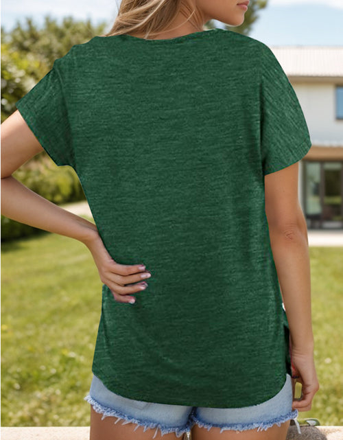 Load image into Gallery viewer, Pocketed Heathered V-Neck Short Sleeve T-Shirt
