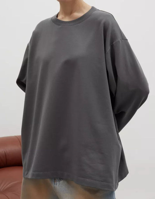Load image into Gallery viewer, Round Neck Dropped Shoulder Long Sleeve T-Shirt
