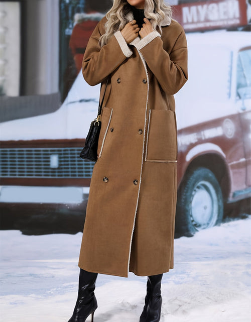 Load image into Gallery viewer, Plus Size Drop Shoulder Sherpa Longline Coat
