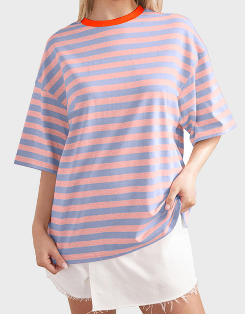 Load image into Gallery viewer, Striped Round Neck Half Sleeve T-Shirt
