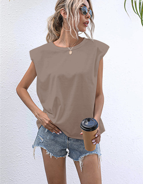 Load image into Gallery viewer, Round Neck Cap Sleeve Tee
