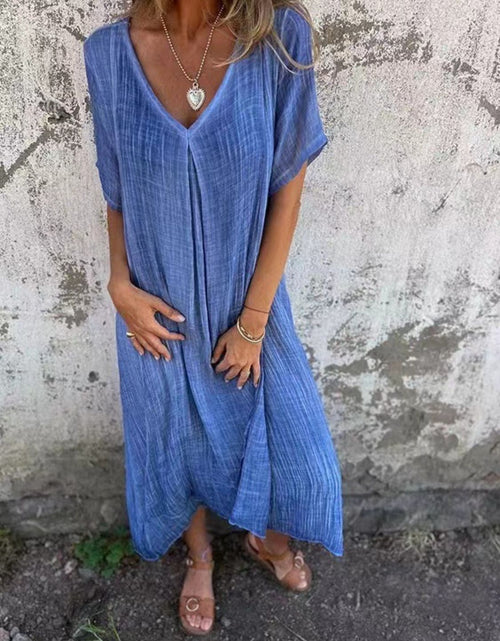 Load image into Gallery viewer, Full Size V-Neck Short Sleeve Midi Dress Plus Size
