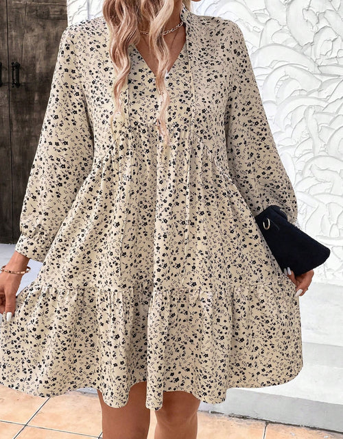 Load image into Gallery viewer, Tied Printed Long Sleeve Mini Dress
