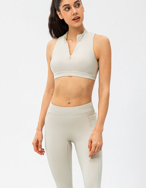 Load image into Gallery viewer, Full Size Cropped Cutout Back Zipper Front Active Tank Top
