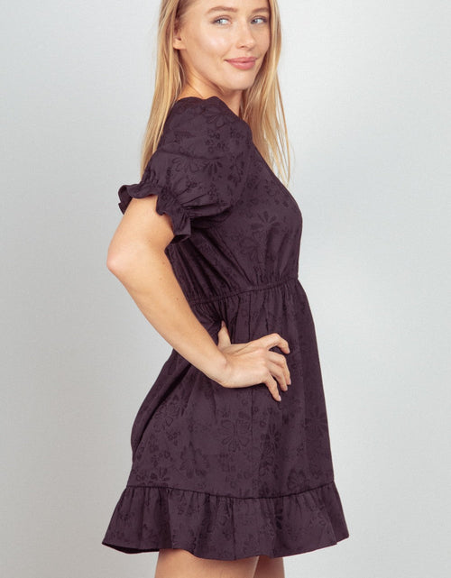 Load image into Gallery viewer, VERY J Floral Textured Woven Ruffled Mini Dress

