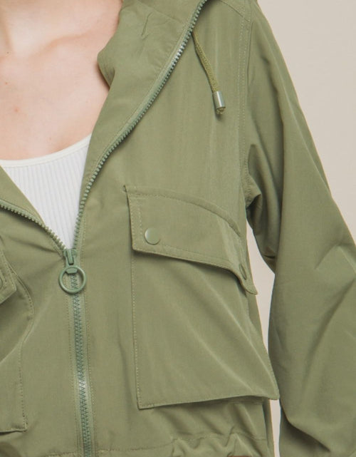Load image into Gallery viewer, Love Tree Drawstring Hem Hooded Zip-Up Jacket
