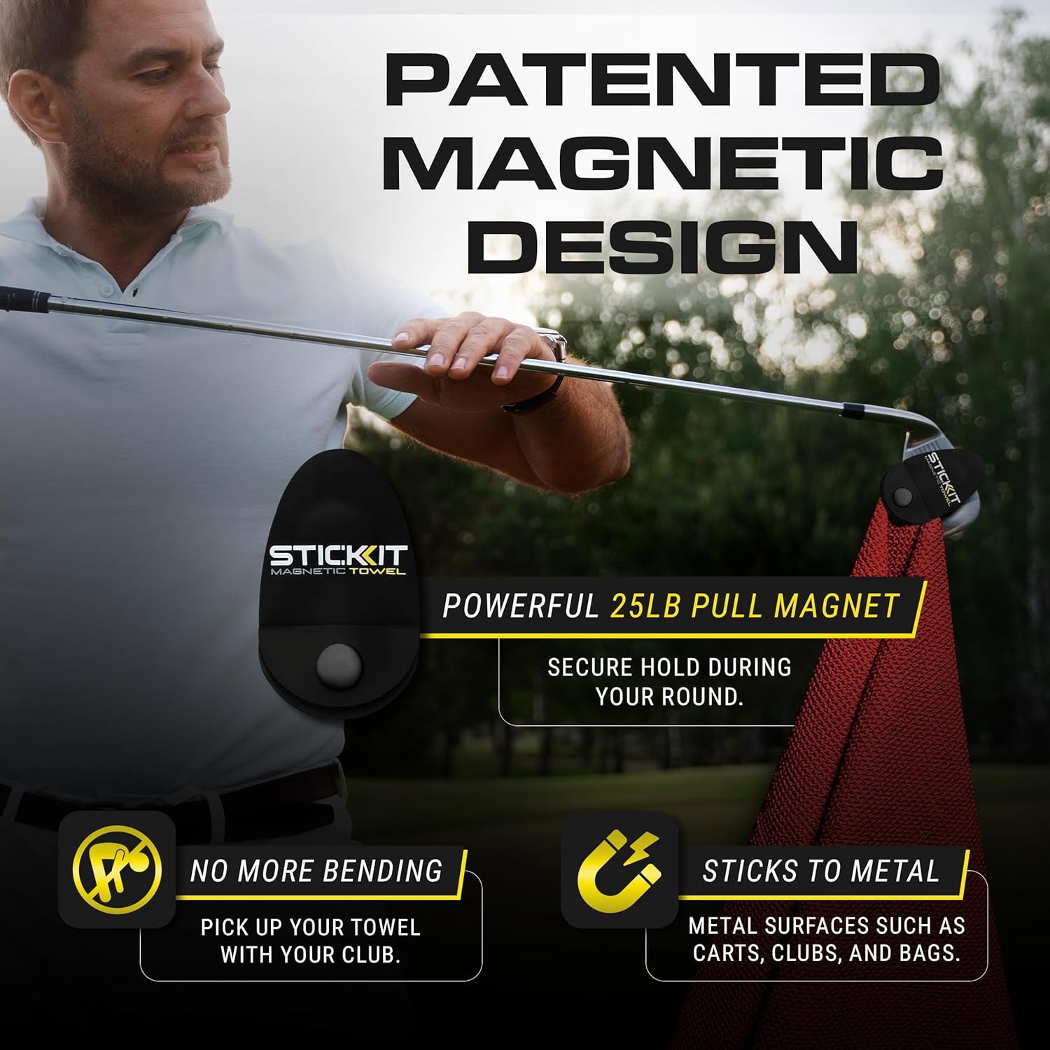 Magnetic Towel, Gray | Top-Tier Microfiber Golf Towel with Deep Waffle Pockets | Industrial Strength Magnet for Strong Hold to Golf Carts or Clubs