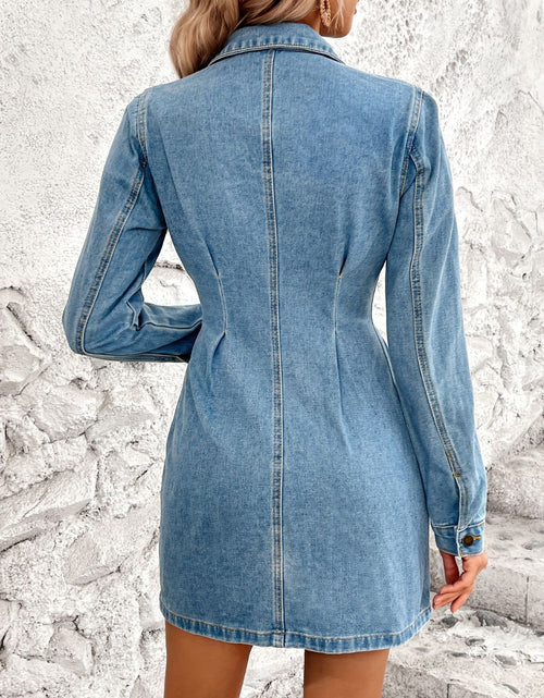 Load image into Gallery viewer, Pocketed Button Up Long Sleeve Denim Dress
