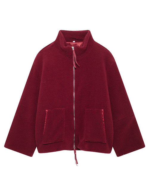 Load image into Gallery viewer, Turtleneck Zip Up Long Sleeve Plush Jacket

