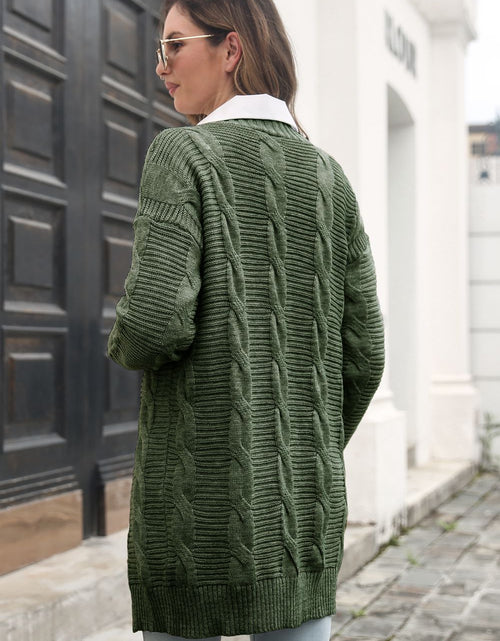Load image into Gallery viewer, Open Front Cable-Knit Cardigan
