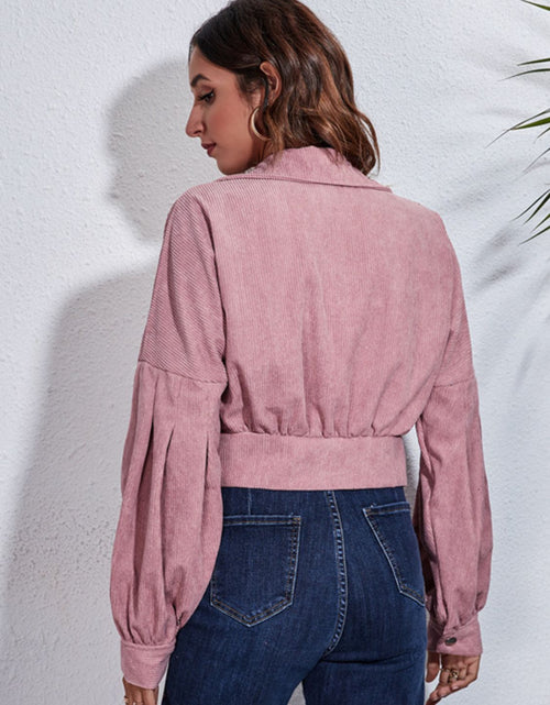 Load image into Gallery viewer, Button Down Collared Neck Cropped Jacket
