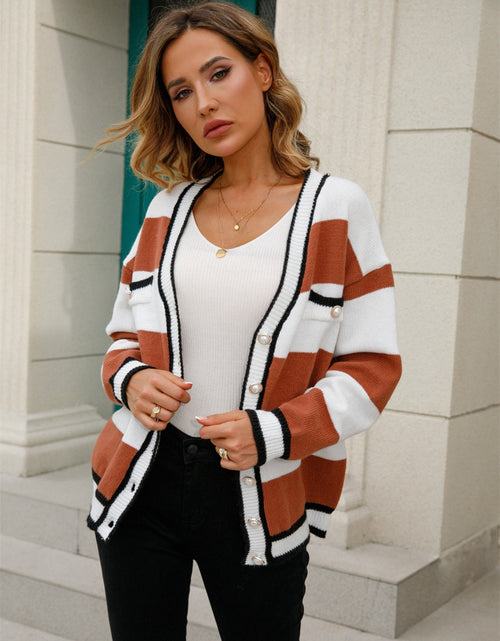 Load image into Gallery viewer, Angel Wings Striped Button Down Cardigan
