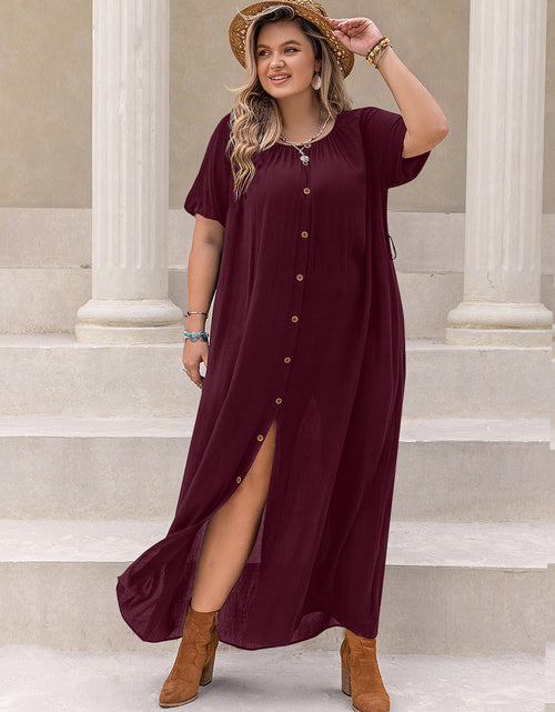 Load image into Gallery viewer, Plus Size Round Neck Half Sleeve Dress

