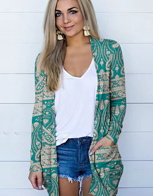Load image into Gallery viewer, Printed Long Sleeve Cardigan
