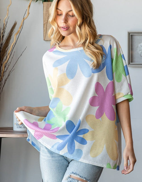 Load image into Gallery viewer, HOPELY Floral Round Neck Waffle T-Shirt
