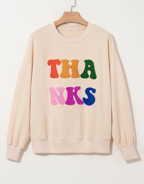 Load image into Gallery viewer, THANKS Round Neck Long Sleeve Sweatshirt
