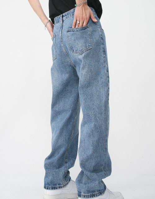 Load image into Gallery viewer, Men's Washed Splicing Straight Leg Jeans
