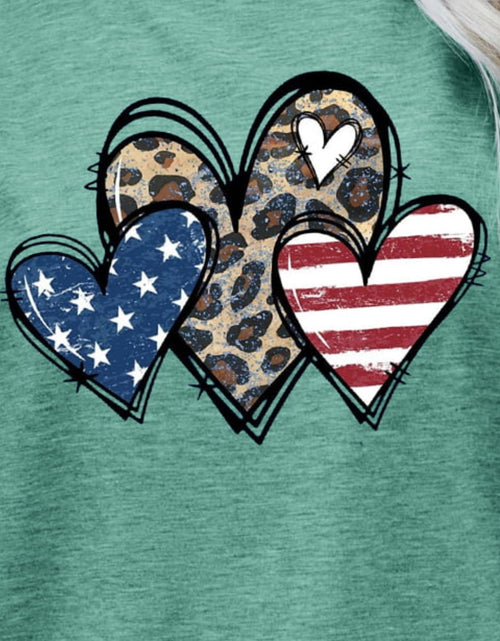 Load image into Gallery viewer, US Flag Leopard Heart Graphic Tee
