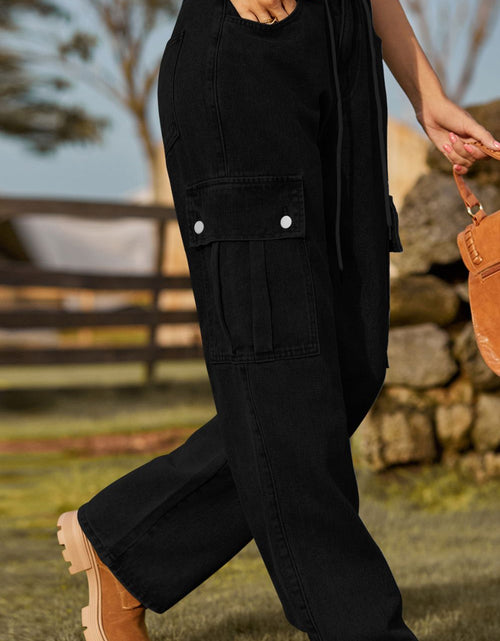 Load image into Gallery viewer, Loose Fit Drawstring Jeans with Pocket

