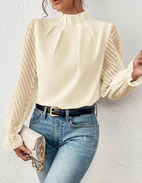 Load image into Gallery viewer, Mock Neck Flounce Sleeve Blouse
