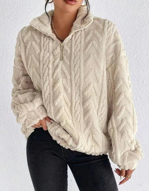 Load image into Gallery viewer, Fuzzy Quarter Zip Long Sleeve Sweatshirt
