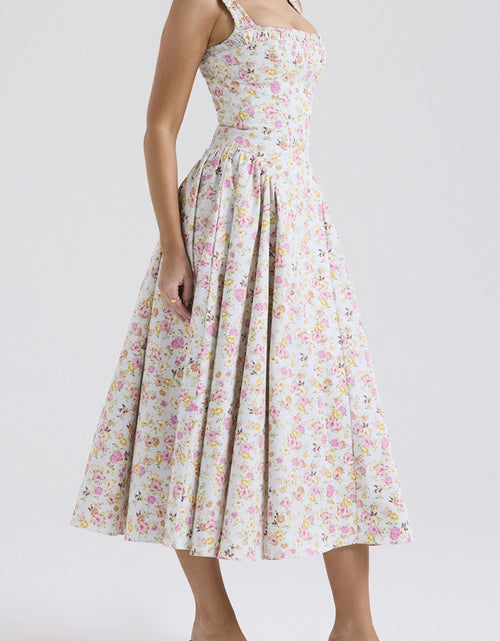 Load image into Gallery viewer, Floral Square Neck Wide Strap Midi Dress
