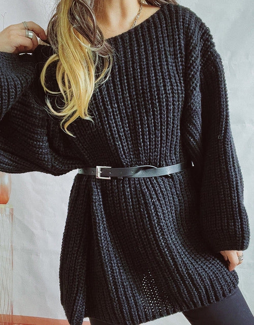 Load image into Gallery viewer, Boat Neck Dropped Shoulder Mini Sweater Dress
