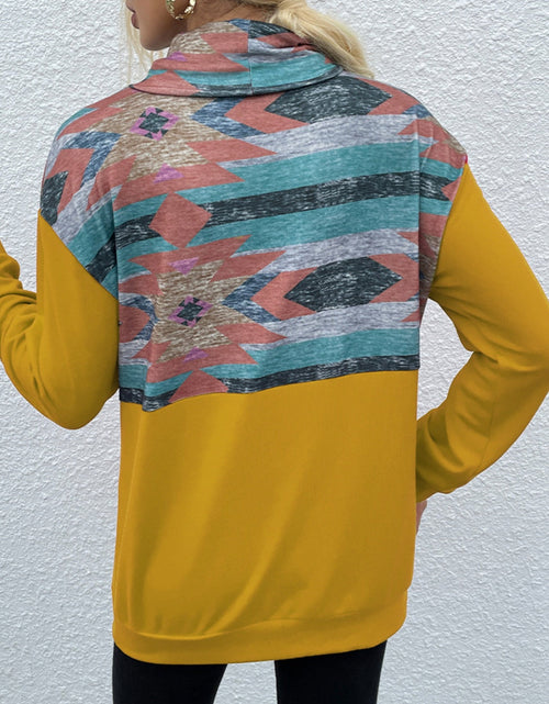 Load image into Gallery viewer, Shiny Geometric Drawstring Long-Sleeve Sweatshirt
